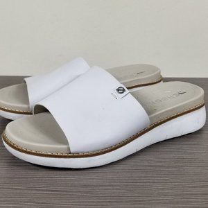 Cole Haan Zerogrand Wedge Slide Sandal, White PU Leather, Womens Size 7 B